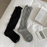 DAIIIBABYYY  -  2pairs Lolita Bow Black White Socks JK Japanese Style Bandage Bowknot Kawaii Sock Women Sweet Girls Cute Cotton Long Socks Sox
