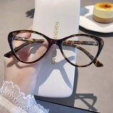 DAIIIBABYYY  -  2024 Retro Anti-Blue Light Cat Eye Frame Glasses Vintage Leopard Computer Eye Production Eyeglasses Classic Plain Spectacles