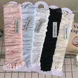Daiiibabyyy  Women's Summer Spring Long Socks Jk Lolita White Bow Lace Harajuku Fashion Kawaii Sweet Style Girls GiftPile Pile Calf Socks