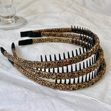 Daiiibabyyy  1PC  Leopard Print Hair Headbands With Teeth, Stylish Hair Accessories For Women, Non - Slip Hairbands For Daily And Party Wear
