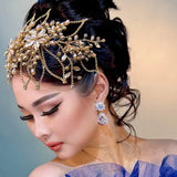 Daiiibabyyy  Pearl Hairband Sweet Wedding Hair Bands for Women Handmade Rhinestone Headbands Bridal Hair Accessories Baroque Headdress