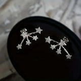 Daiiibabyyy  Exquisite Shiny Zircon Star Stud Earrings for Women Girls Luxury Crystal Geometric Pentagram Earrings Wedding Jewelry Gifts