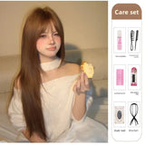 DAIIIBABYYY  -  Early Baby Full Head Wig Women's Style Fake Hair Bangs Atmosphere High Layer Long Straight Hair Curtain Hair Extensions