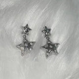 Daiiibabyyy  Korean Punk Crystal Star Stud Earrings Shiny Egirl Fashion DIY Earrings for Women Cool Jewelry Y2K Accessories Scary Earrings