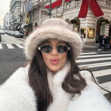 Daiiibabyyy  Winter New Imitation Fox Fur Fur Velvet Ladies Hat Ins Style Korean Fashion Luxury Fisherman Hat Outdoor Shopping Accessories