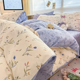 DAIIIBABYYY  -  Bedding Class A All Cotton Face Mask Dormitory Skin friendly Fresh Bed Sheet and Quilt Cover Pure Cotton Four piece Set Three