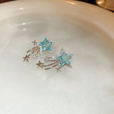 Daiiibabyyy  Star Zircon Earrings for Women Creative Delicate Ear Hook Temperament Luxury Fashion High Sense Sparkle Unique Jewelry
