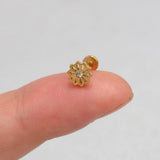 DAIIIBABYYY  -  1Piece Flower Moon Snake CZ Nose Hoop Butterfly Leaf Daith Conch Helix Stud Earrings Internal Thread Piercing Surgical Steel 16G