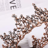 Daiiibabyyy  Baroque Pink Black Crystal Rhinestone Round Crown Tiara Hair Jewelry Wedding Hair Accessories Bridal Queen Party Crowns