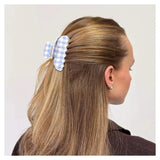 Daiiibabyyy  Gingham Hair Claw Clips for Women Pink Blue Checkered Flowers Zircon Acrylic Jaw Clips Strong Hold Non-Slip Hair Accessories