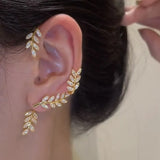 Daiiibabyyy  Fashion Shiny Zircon Pearl Ear Clip Ear Cuff for Women Silver Color Metal No Piercing Fake Cartilage Earrings Wedding Jewelry