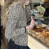 DAIIIBABYYY  -  Leopard Print T-shirt Women's Long Sleeved Autumn and Winter New Style Slim Fit and Versatile Spicy Girl Top