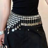 Daiiibabyyy  European and American Metal Bell Tassel Belly Chains Simple Retro Belt Light Luxury High-end Temperament Waist Jewelry for Women