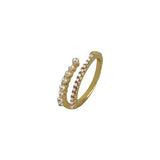 Daiiibabyyy  Silver Charming Minimalist Pearl Zircon Round Rings for Women Party Trendy Fine Jewelry Adjustable Accessories