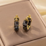 Daiiibabyyy  Plated Cubic Zirconia Drop Hoop Earrings for Women Luxurious Fashion Huggies Party Jewelry Gifts