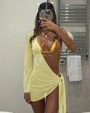 Daiiibabyyy  New Sexy Print Swimwear with Cover Up Brazilian Bikini Set Halter Swimwear Women Soild Push Up Swimsuit Bathing Suit Biquini