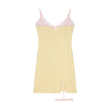 DAIIIBABYYY  -  Sweet Hot Girl Yellow Strap Dress Women's Summer Pure Sexy Lace Tight Fit Wrap Hip Short Dress Fashion Female Clothes