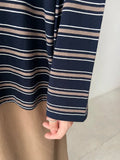 DAIIIBABYYY  -  American Loose Tops Contrast Color Stripes Long Sleeve T-shirt Y2k Women Clothing Harajuku Streetwear Tees Ropa De Mujer
