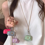 DAIIIBABYYY  -  New Y2K Retro Cute Small Leather Bag Long Necklace for Women Fashion Sweater Chain Neck Hanging Jewelry Versatile Accessory Gift