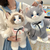 Daiiibabyyy  Cute Realistic Ragdoll Backpack Women Cat Plush Doll Small Capacity Daypack Lolita Cartoon Personality Mochilas Mujer