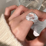 DAIIIBABYYY  -  Irregular Geometric Crystal Rings For Women Girls Creative Design Simple Fashion Exaggerated Engagement Jewelry Gifts
