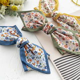 DAIIIBABYYY  -  Korean New Fashion Small Floral Satin Bow Hair Clip Simple High Top Ponytail Spring Clip Headpiece For Woman Girls