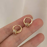 Daiiibabyyy  Kaitin Trendy Gold Plated Geometric Gear Shape Circle Hoop Earrings for Women Girl Fashion Zircon Jewelry Buckle Type