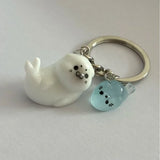 Daiiibabyyy  Cute Cartoon Marine Animals 3D Luminous Sea Lion Seal Resin Key Chains for Men Women Friend Bag Pendant Jewelry Accessories Gift