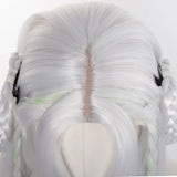 Daiiibabyyy  26inches Synthetic Cosplay Wig For Women Long White Green Wig for Halloween Christmas Parties Cosplay Wig