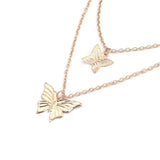 Daiiibabyyy Women and Jewelry Classic Fashion Double Layer Butterfly Necklace Wedding Jewelry Collar Chain Light Luxury Pendant Neckchain