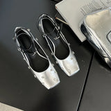 Daiiibabyyy French Square Toe Pumps Women High Heel 2024 Fashion Retro Rhinestone Temperament Stiletto Mary Jane Shoes For Party Dress Mujer
