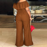 DAIIIBABYYY  -  Plus Size Shawl Sleeve Romper Women Jumpsuit Bodysuit Fashion Solid Wide Leg Pant Jumpsuit Overalls Wholesale Dropshipping