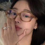 DAIIIBABYYY  -  Women's Red Retro Eyeglass Square Oval Frame Glasses Clear Blue Light Blocking Computer Reading Eyewears Vintage Goggles Glass