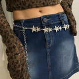 Daiiibabyyy  Fashion Golden Metal Waist Chain Belt High-End Luxury Brands Silver Stars Punk Gothic Y2K Waistband Designer Belts For Women
