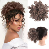Daiiibabyyy  Messy Curly Hair Bun Ponytail Extensions Wig Synthetic Curly Wavy Hair Ponytail with Drawstring&Combs for Women Daily Party Wear