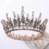Daiiibabyyy  Baroque Retro Gothic Wedding Party Crown Rhinestone Crystal Full Round Tiaras Headband Bridal Wedding Hair Accessories