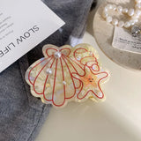Daiiibabyyy  New Ocean Series Pearl Shell Hairpin Grab Clip Personalized Creative Shark Clip Back Head Disc Hair Grab Hair Accessories