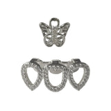 Daiiibabyyy  Hip-Hop Style Fashion-Three Hollowed-Out Water Droplets / Butterflies - Rap Singer's Zircon Teeth - Street Dance Decoration