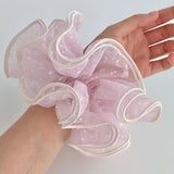 Daiiibabyyy  1PC Light Korean Pink Polka Dot Lace Scrunchie, Sweet Princess Hair Tie, Ins Style Hair Accessory For Women Daily Styling