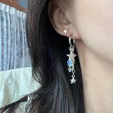 Daiiibabyyy  Y2K Irregular Pentagonal Star Earrings Beaded Tassel Design Adjustable Earrings Sweet Trend Earrings Buckle Women Party Jewelry