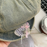 Daiiibabyyy  Korean Personalized Color Mesh Rabbit Ears Newsboy Cap Spring and Summer Trend Y2k Large Version Short-brimmed Women Painter Hat