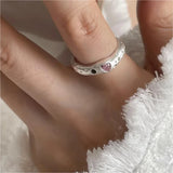Daiiibabyyy 925 Sterling Silver Simple Retro Pink Stone Rings For Women Geometric Fashion Smiple Open Handmade Allergy Party Jewelry Gift