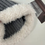 Daiiibabyyy Women Imitation Cashmere Knitted Wool Hat Winter Thickened Warm Outdoor Casual Lolita Hat JK Women Beanies Cap Accessories