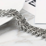 Daiiibabyyy  Vintage Silvery Geometric Carved Bell Tassel Choker Necklace for Women Gypsy Boho Ethnic Clavicle Chain African Collar Jewelry