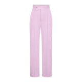 Daiiibabyyy  Women Pants High Waist Straight Trousers Cotton Wrinkle Free Wide Leg Pants Solid Color Beige Black Green Lilac Rust Pants