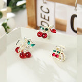 DAIIIBABYYY  -  New Cute Delicate Diamond Cherry Small Hair Claw Hair Clip Women's Rhinestone Hairpin Headwear Hair Accessories