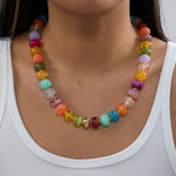 Daiiibabyyy  Trendy Colorful Resin Beads Chain Necklaces for Women Men Boho Handmade Choker Necklaces Vacation Statement Jewelry Gifts