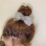 Daiiibabyyy  luxury brand Hair accessories Korean jewelry double-layer bowknot headpiece with Rhinestone spring clip sweet hair clip