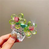 Daiiibabyyy  Children's Hair Accessory Bright Flowers Double-headed Rubber Bands Ponytail Hair Tie Blue Color Funny Cute Kawaii Girl Hair Tie
