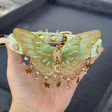 Daiiibabyyy  Green Butterfly Necklace Choker French Sweet Vintage Temperament Cross Tassel Collarbone Chain Harajuku Choker Y2k Jewelry